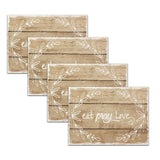 MHF Home Eat, Pray, Love Brown 18 in. W x 13 in. L Polypropylene Placemat Set (4-Pack)
