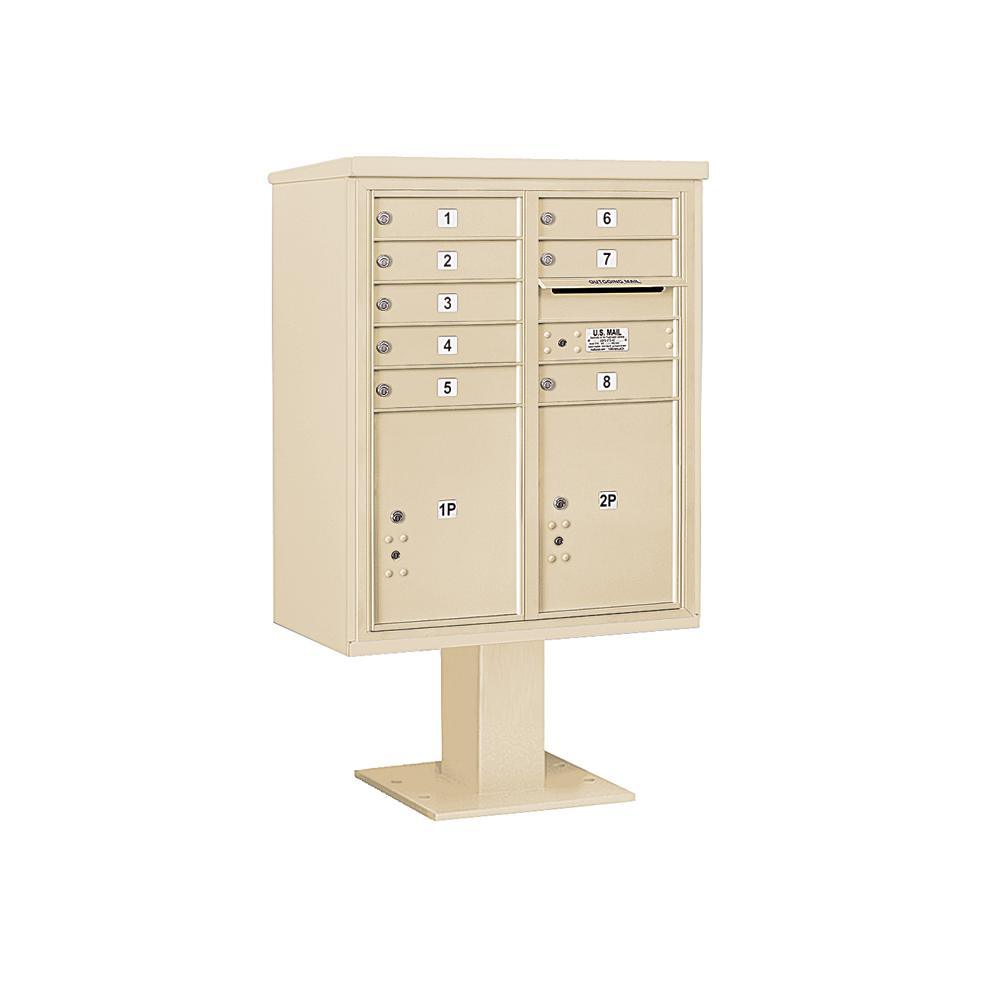 3400 Horizontal Series 8-Compartment 2-Parcel Locker Pedestal Mount Mailbox - Super Arbor