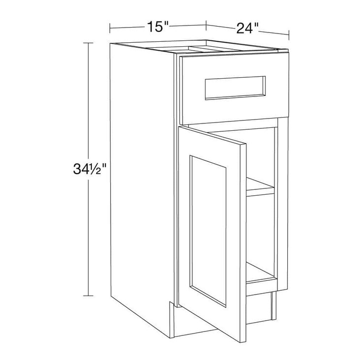 Home Decorators Collection Newport 15 in. W x 24 in. D x 34.5 in. H Assembled Plywood Base Kitchen Cabinet in Deep Onyx with Soft Close LH