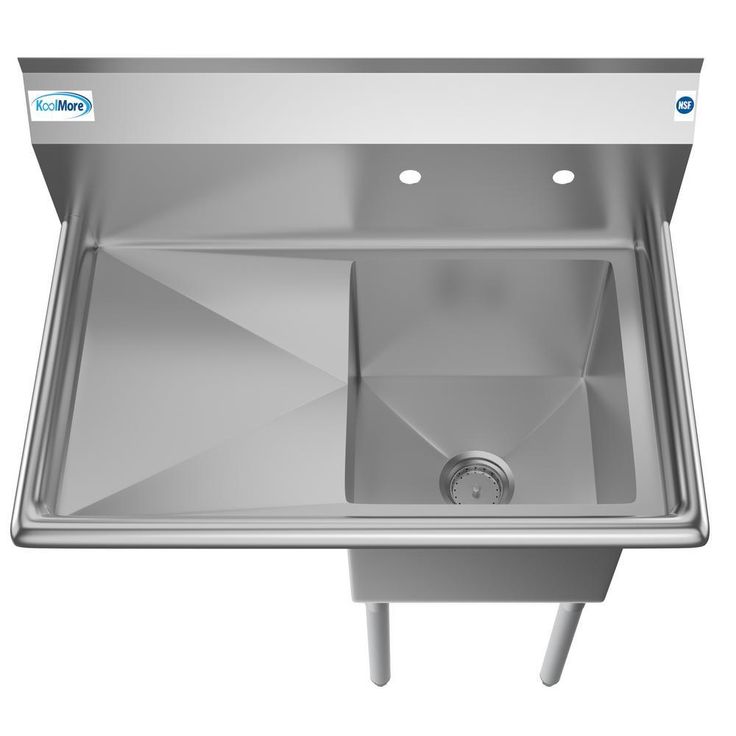 Freestanding Stainless Steel 33 in. 2-Hole Single Bowl Commercial Kitchen Sink with Left Side Drainboard