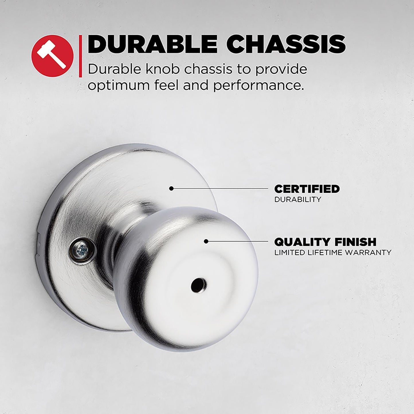Kwikset Tylo Satin Chrome Privacy Lockset, ANSI/BHMA Grade 3, 1-3/4 in Door Thickness