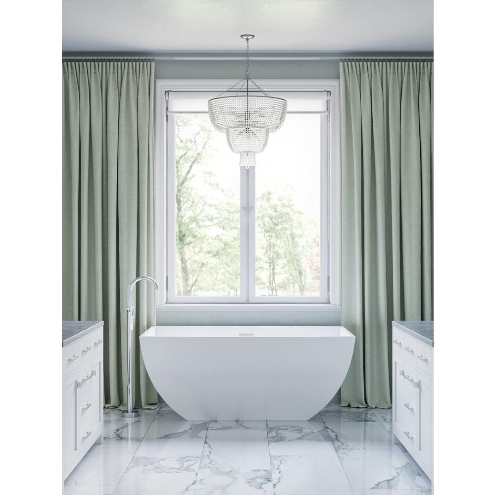 67 in. Acrylic Center Drain Rectangle Flat Bottom Freestanding Bathtub in White - Super Arbor