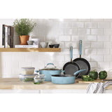 Blue Nonstick Cookware Set with Containers, 19-Piece