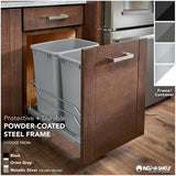Rev-A-Shelf 53WC Series Double 27-Quart Plastic Soft-Close Pull-Out Trash Can, Orion Gray