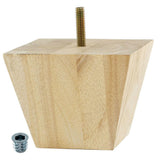 3 in. x 3-7/8 in. Unfinished Solid Hardwood Square Bun Foot - Super Arbor