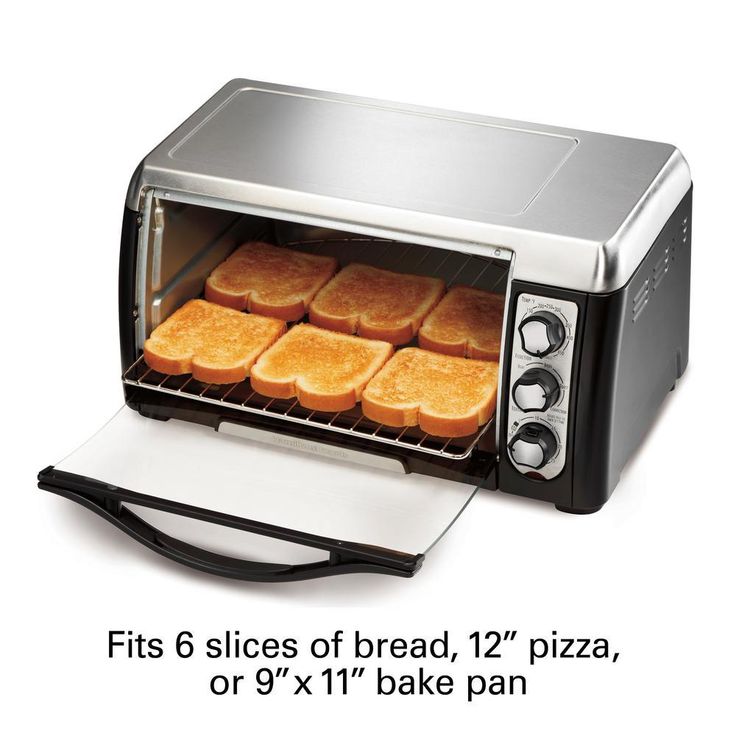 6 Slice Easy Clean Black Toaster Oven with Convection