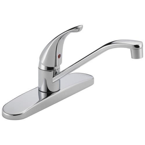 Peerless Chrome 1-Handle Deck-Mount Low-Arc Handle Kitchen Faucet (Deck Plate Included)