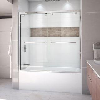 Encore 60 in. x 58 in. Semi-Frameless Sliding Tub Door in Satin Black - Super Arbor