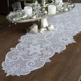 Snowflake 19 in. W x 65 in. L White Floral Polyester Table Runner