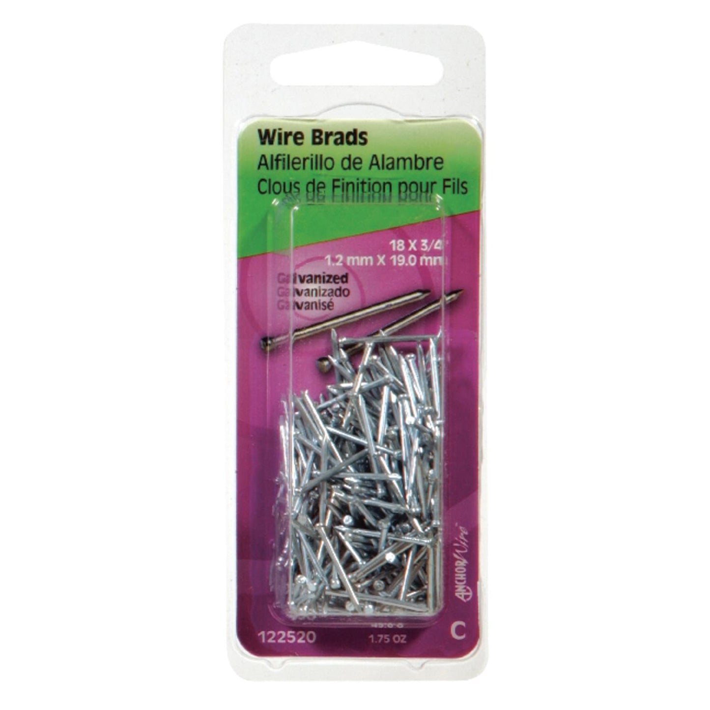 Hillman 18 Ga x 3/4 in. Galvanized Steel Brad Nails, 1 Pack, 1.75 oz