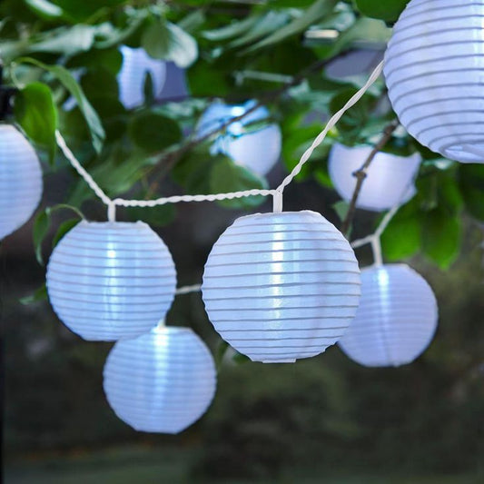 Outdoor/Indoor 7 ft. 10-Light Battery Powered Paper Lantern Mini Bulb LED String Light (Multi-Color)