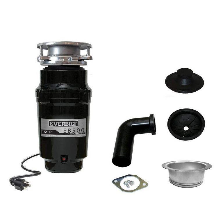 Everbilt 1/2 HP Standard Continuous Feed Garbage Disposal with Stainless Steel Sink Flange and Attached Power Cord