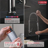 Trinsic Pro Single-Handle Pull-Down Sprayer Kitchen Faucet with Touch2O Technology and Spring Spout in Arctic Stainless - Super Arbor