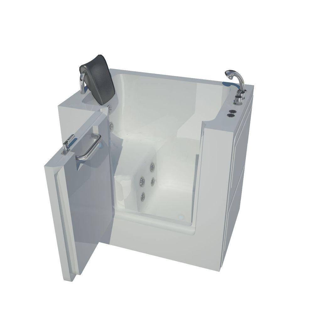 HD Series 46 in. Right Drain Quick Fill Walk-In Whirlpool Bath Tub with Powered Fast Drain in White - Super Arbor
