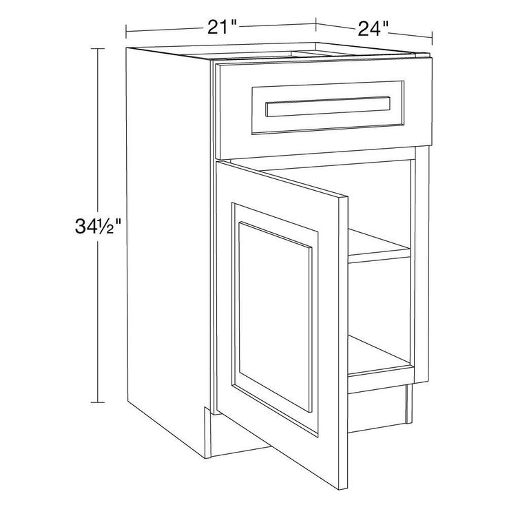 Home Decorators Collection Grayson 21 in. W x 24 in. D x 34.5 in. H Assembled Plywood Base Kitchen Cabinet in Deep Onyx with Soft Close LH