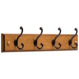 18 in. Honey Maple and Statuary Bronze Scroll Hook Rack