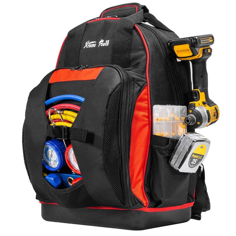 20 in. 38-Pockets Heavy-Duty Padded Wide Mouth Jobsite Backpack Tool Bag - Super Arbor