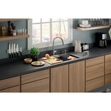 Lyric Dual Mount Workstation Stainless Steel 33 in 4-Hole Single Bowl Kitchen Sink with Integrated Ledge and Accessories - Super Arbor