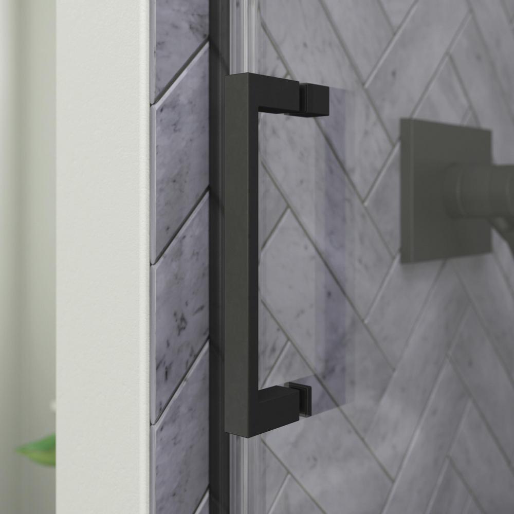 Commix 48 in. x 76 in. Frameless Sliding Shower Door in Matte Black with 5/16 in. (8 mm) Clear Glass - Super Arbor