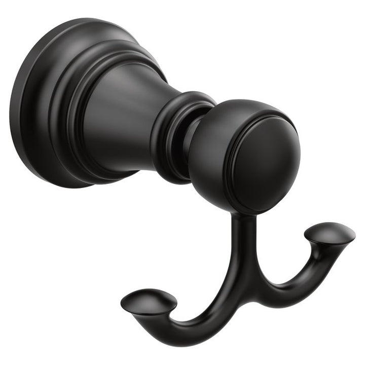 Moen Weymouth Double Hook Matte Black Towel Hook