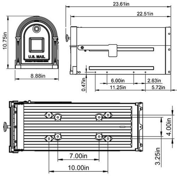 Garrison Large, Steel, Post Mount Mailbox, Venetian Bronze - Super Arbor