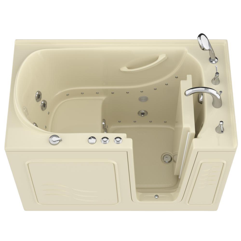 HD Series 60 in. Right Drain Quick Fill Walk-In Whirlpool Bath Tub with Powered Fast Drain in White - Super Arbor