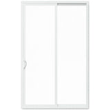 JELD-WEN 96-in x 80-in 4-9/16-in Low-e White Vinyl Sliding Right-Hand Sliding Double Patio Door Screen Included