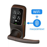 Secure PRO Satin Nickel Smart Lock Latch with 3D Fingerprint and Wi-Fi (Works with Alexa and Google Home) - Super Arbor