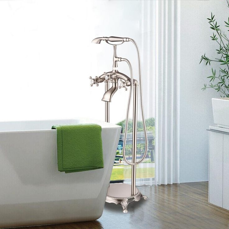 40 in. H x 8 in. W Single-Handle Claw Foot Tub Faucet with Hand Shower in Brushed Nickel
