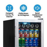 NewAir 90-Can Capacity (2.2-cu ft) Residential Stainless Steel/Black Freestanding Beverage Center