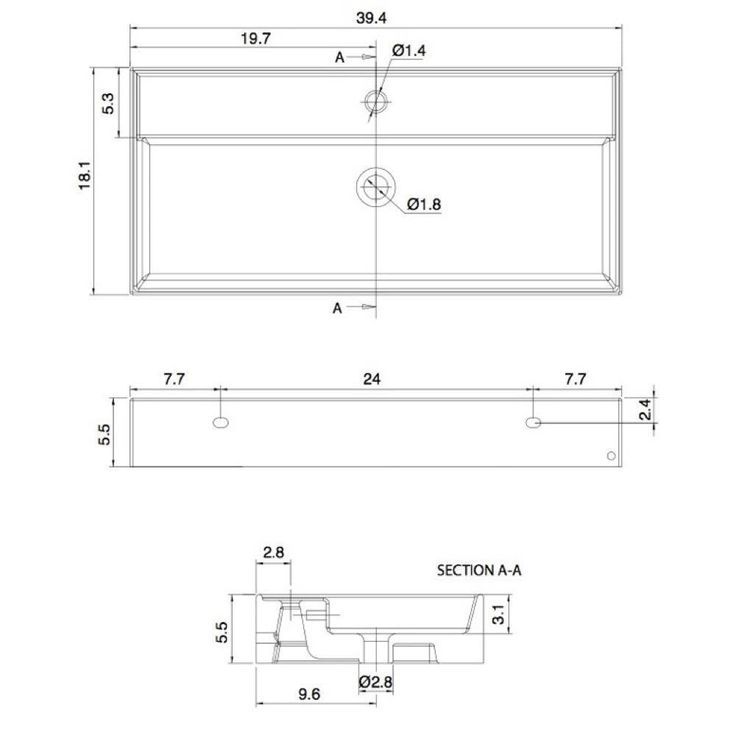 Nameeks Teorema Wall Mounted Bathroom Sink in White
