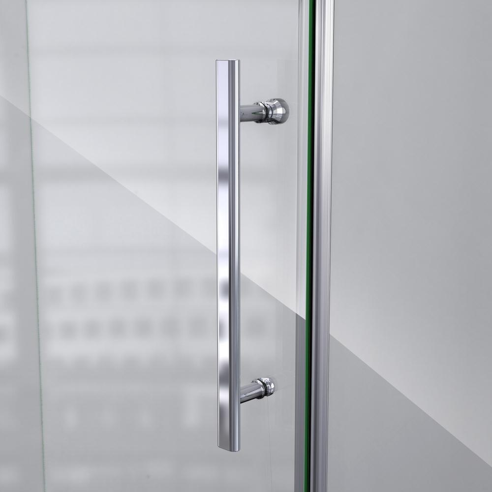 Prism Plus 42 in. x 42 in. x 74.75 in. Semi-Frameless Neo-Angle Hinged Shower Enclosure in Brushed Nickel with Base - Super Arbor