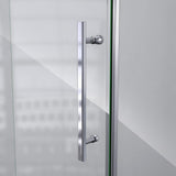Prism Plus 42 in. x 42 in. x 74.75 in. Semi-Frameless Neo-Angle Hinged Shower Enclosure in Brushed Nickel with Base - Super Arbor