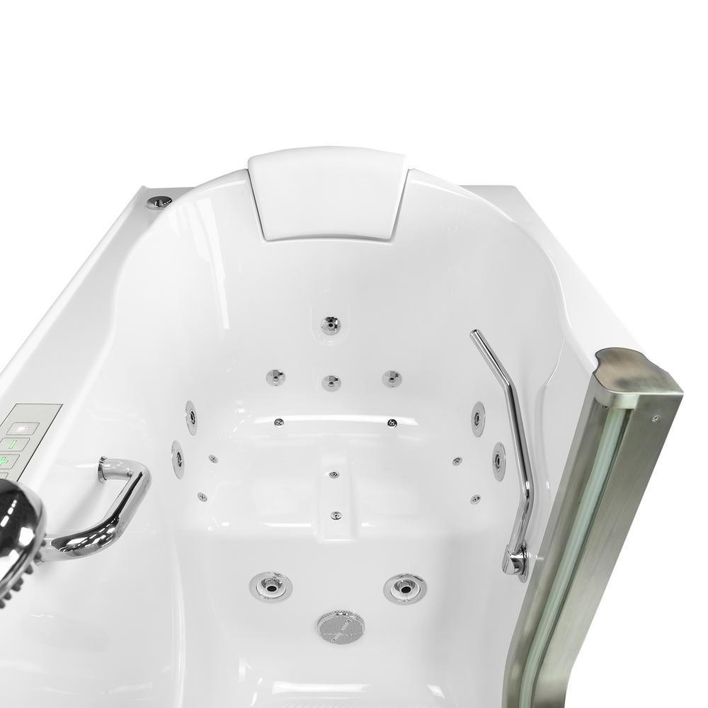 Deluxe 55 in. Walk-In Whirlpool and Air Bath Bathtub in White, Thermostatic Faucet, Digital Control, LH 2 in. Dual Drain - Super Arbor