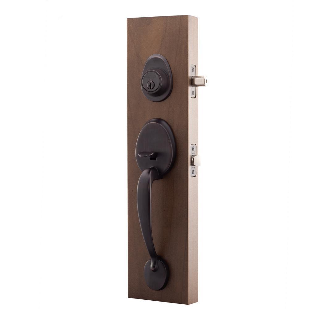 Mid Century Modern Tuscan Bronze Door Handleset with Left Hand Scandinavian Lever Trim - Super Arbor