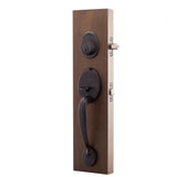 Mid Century Modern Tuscan Bronze Door Handleset with Left Hand Scandinavian Lever Trim - Super Arbor