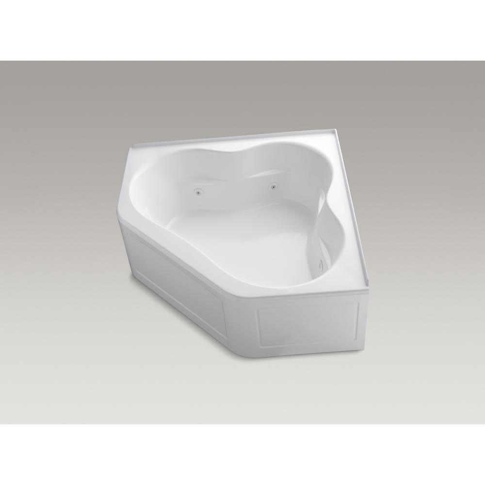 Tercet 5 ft. Left-Hand Drain Corner Alcove Whirlpool Bathtub White with Heater - Super Arbor