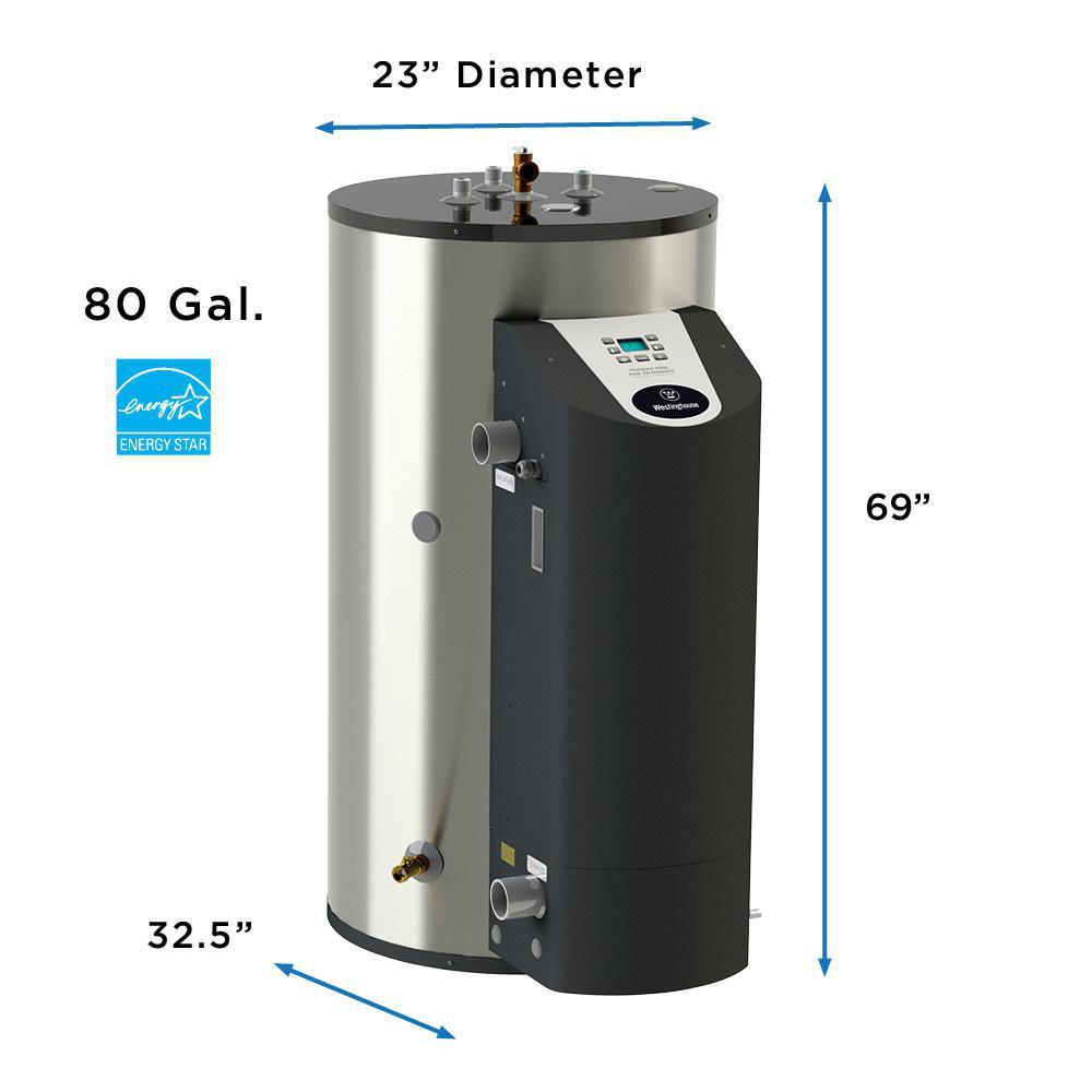 80 Gal. Ultra-High Efficiency/High Output 10 Year 76,000 BTU Natural Gas Water Heater with Durable Stainless Steel Tank - Super Arbor