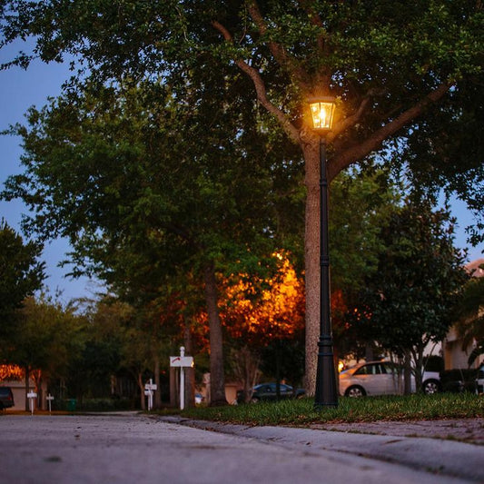 Victorian Bulb Series Single Black Integrated LED Outdoor Solar Lamp Post Light with GS Solar LED Light Bulb