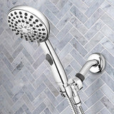 6-Spray 4.8 in. Single Wall Mount  Handheld Adjustable Shower Head in Chrome