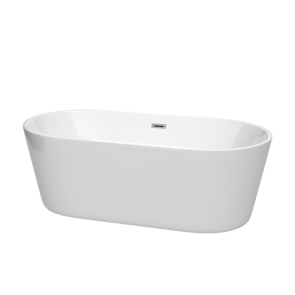 Carissa 60 in. Acrylic Flatbottom Bathtub in White with Matte Black Trim - Super Arbor