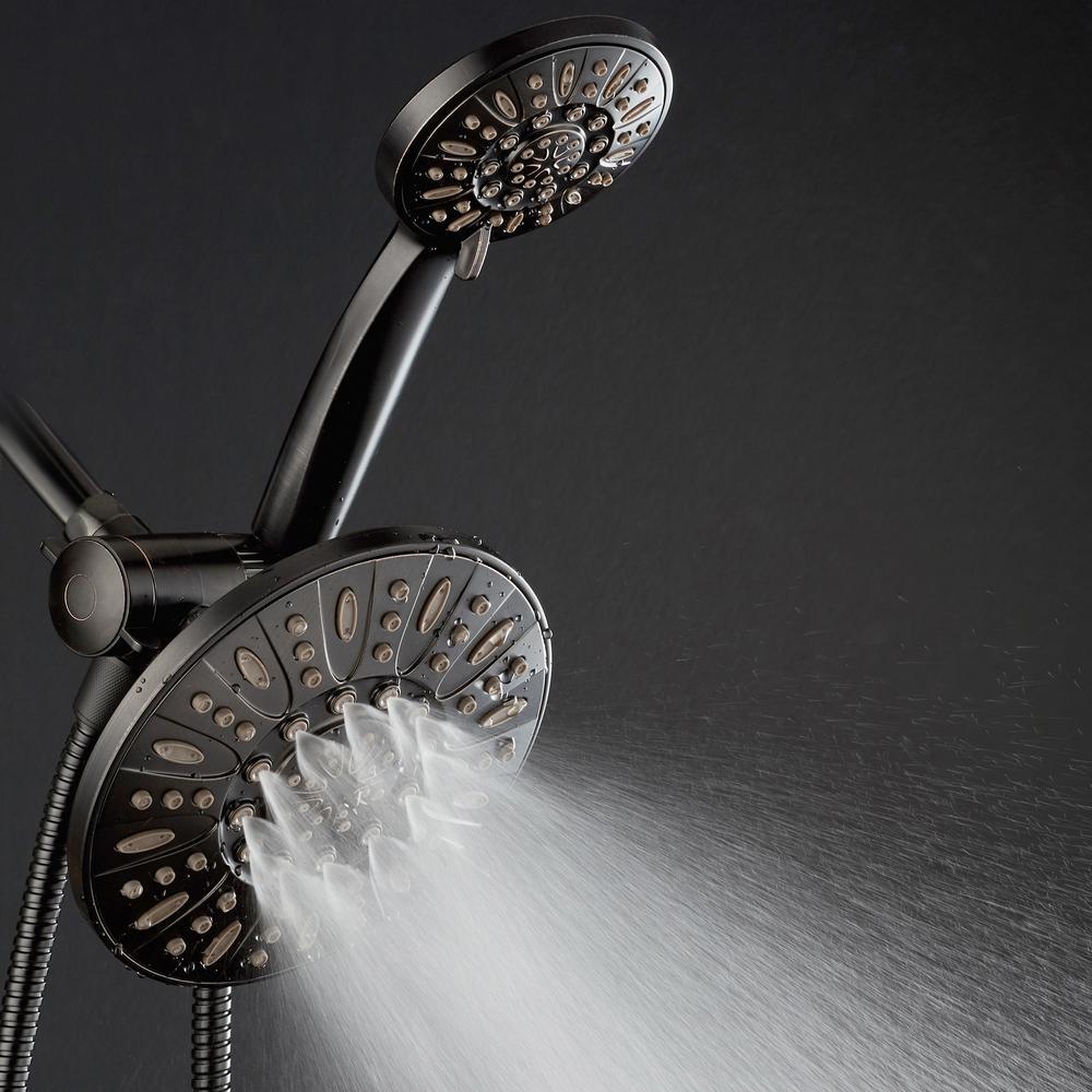 48-spray 7 in. Dual Shower Head and Handheld Shower Head in Oil Rubbed Bronze - Super Arbor