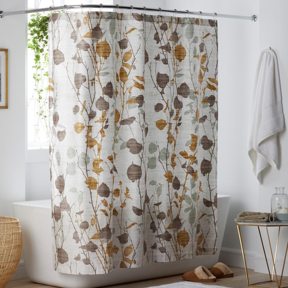 Riverton Multicolored Botanical Cotton 72 in. Shower Curtain - Super Arbor