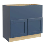 Home Decorators Collection Washington Vessel Blue Plywood Shaker Assembled Farm Sink Base Kitchen Cabinet Sft Cls 36 in. W x 24 in. D x 34.5 in. H