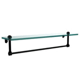 22 in. L  x 5 in. H  x 5 in. W Clear Glass Vanity Bathroom Shelf with Towel Bar in Antique Bronze - Super Arbor
