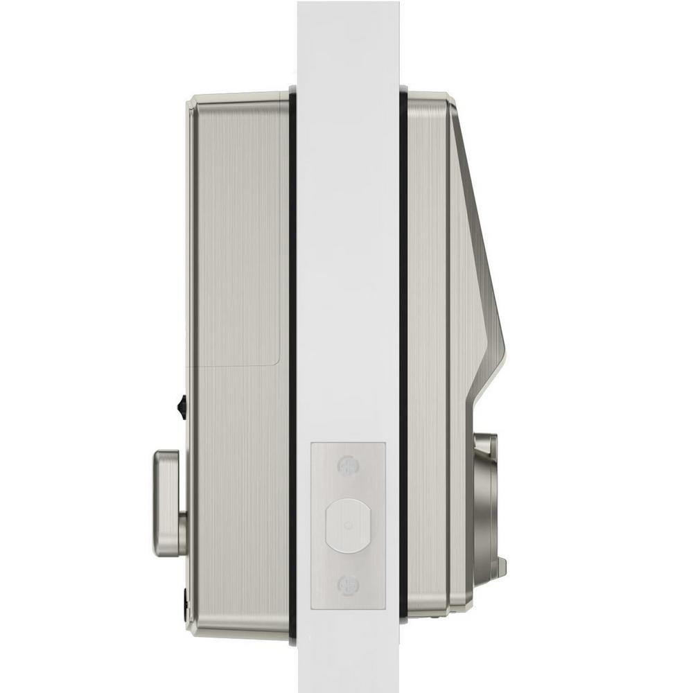 Secure Plus Satin Nickel Single-Cylinder Alarmed Deadbolt Lock with Smart Keypad, Bluetooth and 3D Fingerprint - Super Arbor