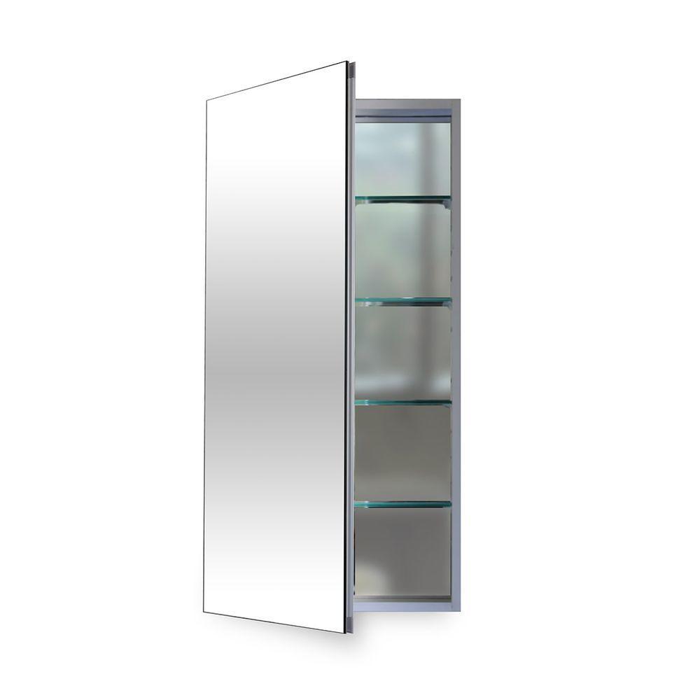 12 in. W x 30 in. H x 4 in. D Recessed or Surface Mount Medicine Cabinet in Aluminum - Super Arbor