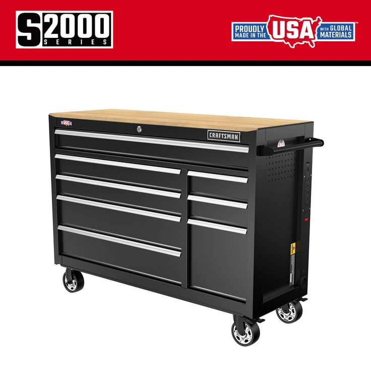 CRAFTSMAN 51.2-in L x 37.5-in H 8-Drawers Rolling Black Wood Work Bench