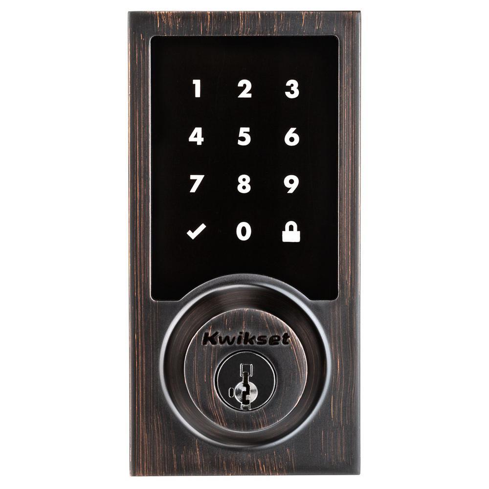 SmartCode 915 Contemporary Venetian Bronze Electronic Deadbolt with San Clemente Handle Set and Halifax Interior Lever - Super Arbor