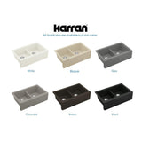 Farmhouse Apron Front Quartz Composite 34 in. Double Bowl Kitchen Sink in Black - Super Arbor